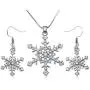 Snowflake Necklace and Dangle Earrings Christmas Jewelry Gift Set for Winter Fashion, Women Teens Stocking Stuffer Ideas