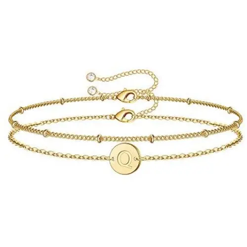 MONOZO Gold Initial Bracelets for Women, Dainty 14K Gold Filled Layered Letter Initial Bracelet Personalized 26 Alphabet Disc Monogram Charm Bracelet Jewelry Gifts for Girls MONOZO Gold Initial Bracelets for Women, Dainty 14K Gold Filled Layered Letter Initial Bracelet Personalized 26 Alphabet Disc Monogram Charm Bracelet Jewelry Gifts for Girls