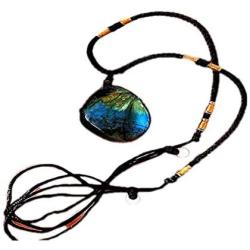 Tebapi Labradorite Pendant Necklace for Women, Natural Semi Precious Pendant with Braided Necklace for Women Men