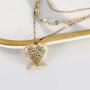 Layered Choker Necklace for Women,Heart Locket Pendant Necklaces with Dainty Chain, 14k Warm-Gold Plated, Delicate Gifts for women teen girls