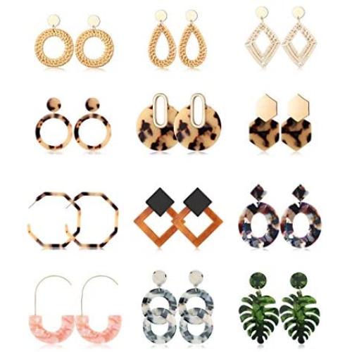 Hanpabum Acrylic Earrings Drop Dangle Leaf Earrings Resin Minimalist Bohemian Statement Jewelry Set