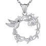 925 Sterling Silver Hummingbird Flower Pendant Necklace Spirit Animal Jewelry Gift for Women Girls