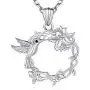 925 Sterling Silver Hummingbird Flower Pendant Necklace Spirit Animal Jewelry Gift for Women Girls 925 Sterling Silver Hummingbird Flower Pendant Necklace Spirit Animal Jewelry Gift for Women Girls
