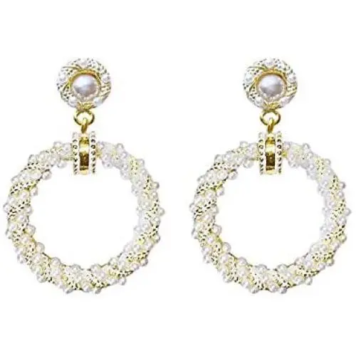 Gold Round Drop Earrings Trendy Imitation Pearl Circle Pendant Statement Dangle Earring Cute Personality Simple Jewelry Gift for Women Girls Gold Round Drop Earrings Trendy Imitation Pearl Circle Pendant Statement Dangle Earring Cute Personality Simple Jewelry Gift for Women Girls
