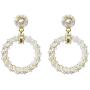 Gold Round Drop Earrings Trendy Imitation Pearl Circle Pendant Statement Dangle Earring Cute Personality Simple Jewelry Gift for Women Girls