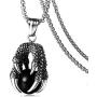 Heavstjer Punk Rock Stainless Steel Dragon Claw Pendant Crystal Ball Necklace,24inches Link Chain