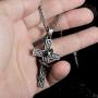 kelistom Punk Snake Pendant Stainless Steel Necklace for Men Women, Gothic Jewelry 22” Rope Chain Necklace