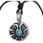 Tribal Native American Jewelry Aztec Mayan Inca Turkey Bird Thunderbird Crystal Amulet Silver Pewter Pendant Mens Necklace Charm for men no chain w Black Adjustable Cord