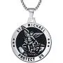 enhong St Michael Necklace Vintage Stainless Steel The Archangel Pendant with Chain enhong St Michael Necklace Vintage Stainless Steel The Archangel Pendant with Chain