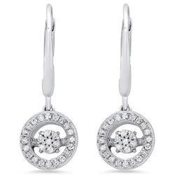 Dancing Diamond''Forever Love'' Dangle Leverback Earrings in 925 Sterling Silver by Parade of Jewels (1/6 ct.tw.)