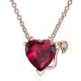 Valentine Red Cubic Zirconia CZ Devil Heart Shape Pendant Necklace For Women 925 Sterling Silver 16 Inch