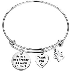 POTIY Dog Trainer Gift Keychain Being a Dog Trainer is a Work of Heart Keychain with Dog Paw Print Charm Thank You Gift for Dog Trainer Coach Dog Lover Jewelry