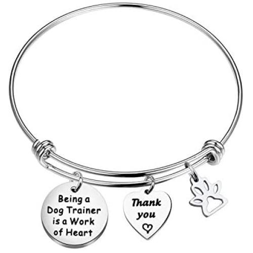POTIY Dog Trainer Gift Keychain Being a Dog Trainer is a Work of Heart Keychain with Dog Paw Print Charm Thank You Gift for Dog Trainer Coach Dog Lover Jewelry