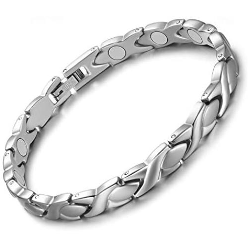 Jecanori Titanium Magnetic Bracelets for Women Arthritis Bracelet 100% Pure Titanium Magnetic Therapy Bracelets for Pain Relief with 3500 Gauss Magnets Adjustable Lightweight Bracelet