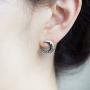 LAONATO Crescent Moon and Black CZ Earrings