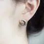 LAONATO Crescent Moon and Black CZ Earrings LAONATO Crescent Moon and Black CZ Earrings