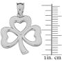 Dainty Sterling Silver Three-Leaf Heart Clover Irish Shamrock Pendant Necklace