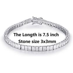GMESME Women Princess Cut Cubic Zirconia Classic Tennis Bracelet 7.5 Inch