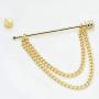 UUDUO Mens 18K Gold Brass Collar Bar with Hanging Chain Tassel Silver Black Circular Column Screw Thread Head Collar Brooch Shirt Tie Bar