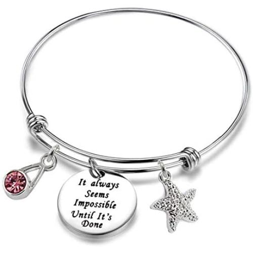 Inspirational Gifts Women Bracelet Bangle Stainless Steel Engraved Adjustable Bangle Gift for Women Girl Sister Mother Friends