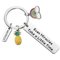 CENWA Rainbow Baby Keychain for New Mom Even Miracles Take a Little Time Keychain IVF Infertility Warrior Gift