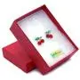 SoulBreeze Green Leaf Red Fruit Cherry Stud Post Earrings Charm Set Christmas Fashion Jewelry