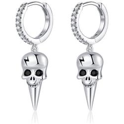 Gold Huggie Hoop Earrings for Women, Hypoallergenic S925 Sterling Silver Post 14K Gold Plated Bee Drop Spike Skull Dangle Small CZ Triangle Huggie Hoop Earrings Jewelry Gifts for Women