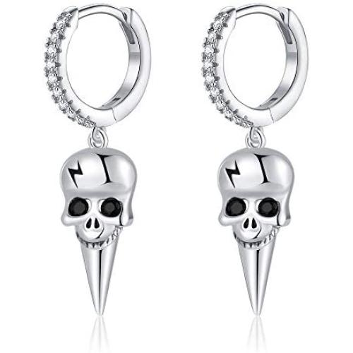 Gold Huggie Hoop Earrings for Women, Hypoallergenic S925 Sterling Silver Post 14K Gold Plated Bee Drop Spike Skull Dangle Small CZ Triangle Huggie Hoop Earrings Jewelry Gifts for Women