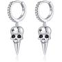 Gold Huggie Hoop Earrings for Women, Hypoallergenic S925 Sterling Silver Post 14K Gold Plated Bee Drop Spike Skull Dangle Small CZ Triangle Huggie Hoop Earrings Jewelry Gifts for Women
