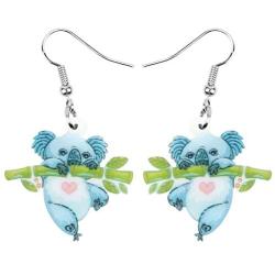 DOWAY Acrylic Charm Cute Cartoon Bamboo Australian Koala Earrings Drop Dangle Jewelry Natural Decoration for Women Girls Funny Party Gifts