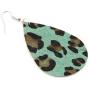 RIAH FASHION Simple Vegan Leatherette Geometric Drop Earrings - Bohemian Lightweight Hook Dangles Faux Leather Teardrop/Marquise/Buffalo Plaid/Animal Print