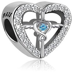 Lifequeen 925 Sterling Silver Heart Cross Angel Wings Charm Hallow Out Spacer Beads for Bracelets