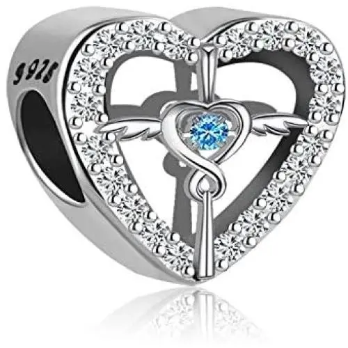 Lifequeen 925 Sterling Silver Heart Cross Angel Wings Charm Hallow Out Spacer Beads for Bracelets Lifequeen 925 Sterling Silver Heart Cross Angel Wings Charm Hallow Out Spacer Beads for Bracelets