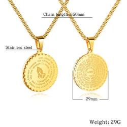Scripture Stainless Steel Pendant Necklace Metal Necklace for Mens and Womens