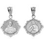 Catholic Charm Sterling Silver Immaculate Heart of Mary/Sacred Heart of Jesus Reversible Pendant Necklace