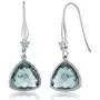 Gem Stone King 925 Sterling Silver Simulated Aquamarine Dangle Earrings For Women (5.75 Cttw Trillion Checkerboard Cut 12MM) Gem Stone King 925 Sterling Silver Simulated Aquamarine Dangle Earrings For Women (5.75 Cttw Trillion Checkerboard Cut 12MM)