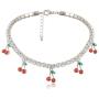 Cherry Tennis Chain Necklace Bracelet Earrings Set Shining Crystal Fruits Choker Necklace Bohemian Cherry Charm Bling Hip Hop Necklace Bracelet Set for Women Girls Jewelry