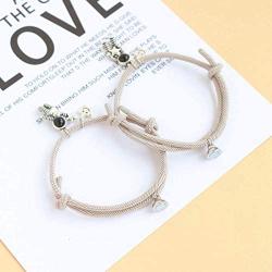 KIYOKI Magnetic Couple Bracelet for Women Men Vows of Eternal Love Charm Beads Matching Bracelets for Couples Him and Her Jewelry Gifts