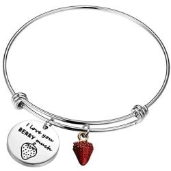 SEIRAA I Love You Berry Much Keychain Strawberry Lover Gift Cute Food Jewelry Strawberry Valentines Gift