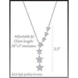 Tstars Star Necklace Jewelry for Women Sterling Silver Chain Pendant Valentines Necklace for Women Seven Stars Rhodium Plated