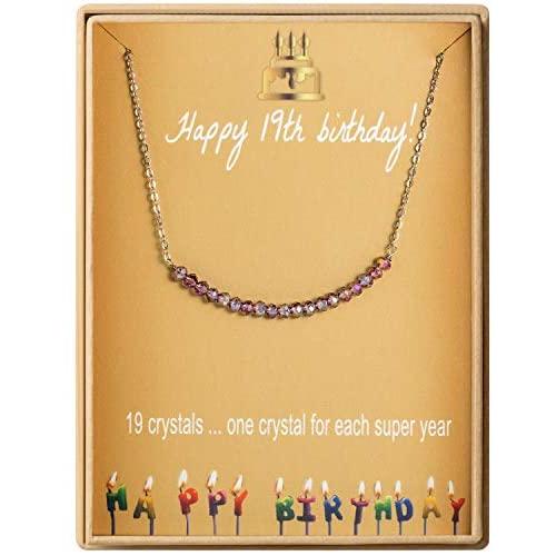 18th Birthday Gifts Necklace for Girls S925 Sterling Silver Necklace 18 Crystal Beads for 18 year old Girl Jewelry Gift for Her