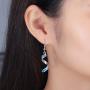 CiNily Sterling Silver Plated Dangle Drop Earrings for Women Opal Hook Earrings Birthstone Spiral Ribbon Dangle Earrings
