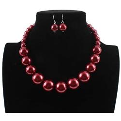 HaHaGirl Faux Pearl Strands Costume Jewelry for Women Include Necklace and Earrings Set