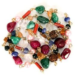 Gorgeous Indian Handmade Nine Semi Precious Stone (Navaratna) Necklace Also Removes Negative Energy Thoughts and Brings Good Luck Ideal for Girls Women and As Gift