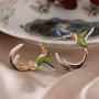 3Pairs/Set Hummingbird Rhinestone Long Tassels Threader Dangle Earrings Colorful Elegant Hummingbirds Crystal Drop Earring Set Multicolor Stud Post Jewelry for Teens Women Girls