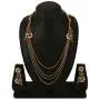 Efulgenz Indian Bollywood Multilayered 14 K Gold Plated Wedding Bridal Temple Necklace Earrings Jewelry Set