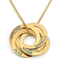 MyNameNecklace Custom Engraved Russian Ring Round Circle Necklace with 5 Rings for Women-Personalized Sterling Silver 925 Jewelry