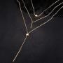 Chargances Women Y Lariat Necklace Bar Pendant Choker Necklace Bohemia Three Layered Necklace Multi layer Chain Delicate Women Y Necklaces for Women Long Choker Jewelry for Women and Girls (gold)