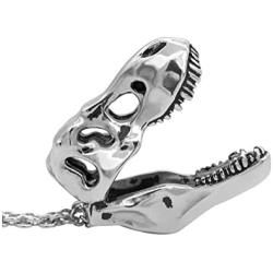 Controse Dinosaur Necklace Mini T-Rex Skull Pendant 316L Stainless Steel