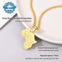 PROSTEEL Stainless Steel Africa Map Necklace for Men Women, 18K Gold/Rose Gold/Black Plated, Customize Available, 22''-24'' Adjustable, Come Gift Box